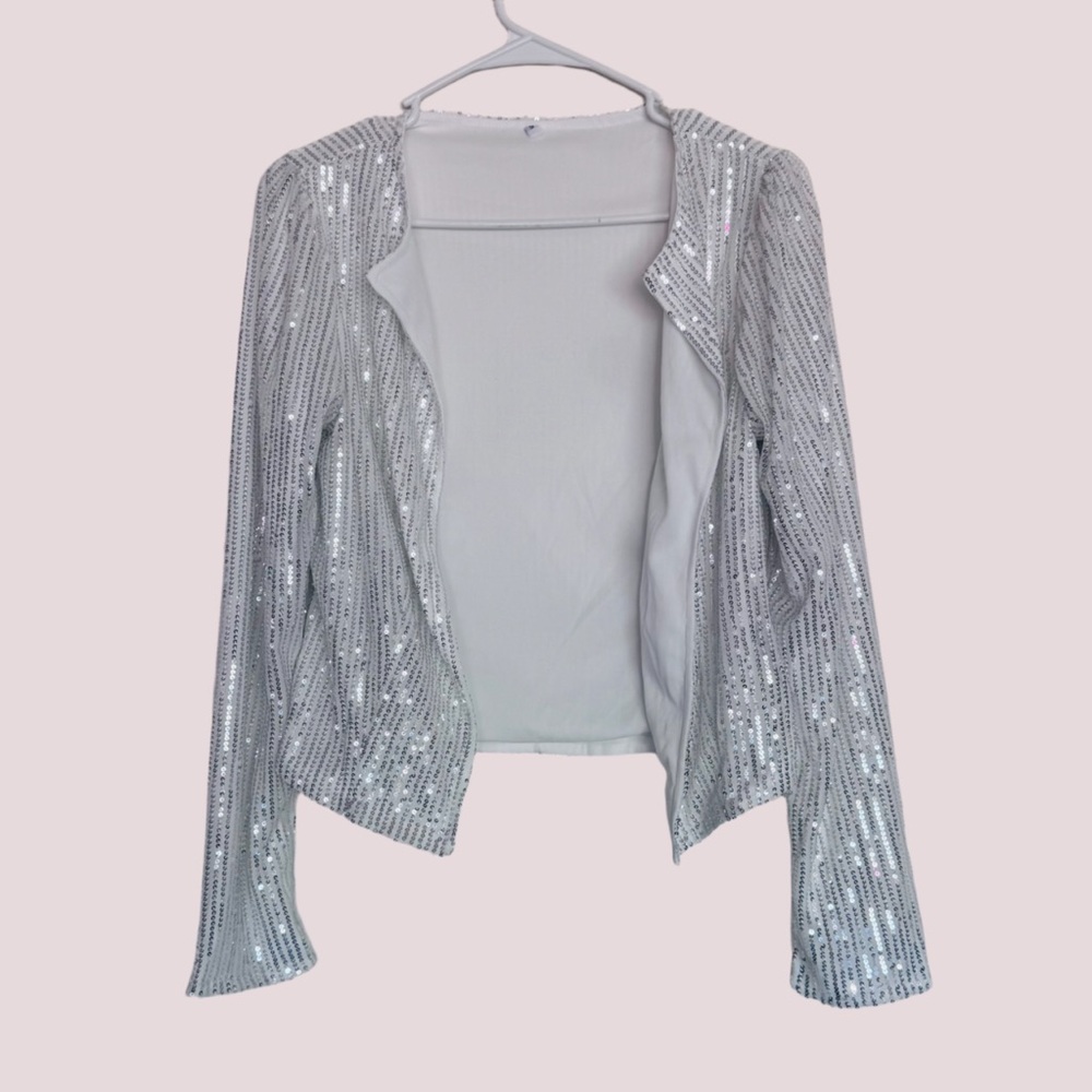 NWOT‎ Lightweight Silver Sequin Jacket - Small - image 1